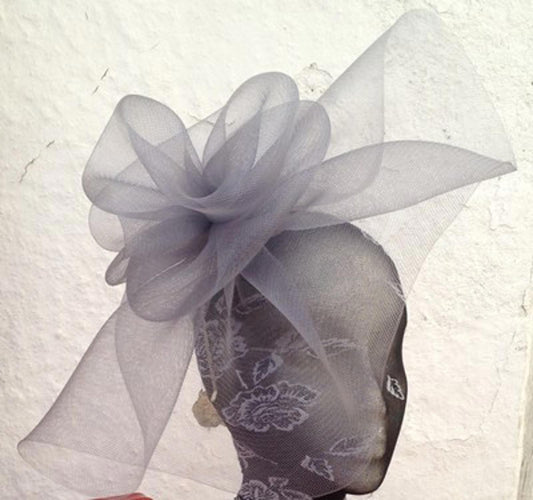 grey fascinator millinery burlesque wedding hat hair piece ascot race bridal x