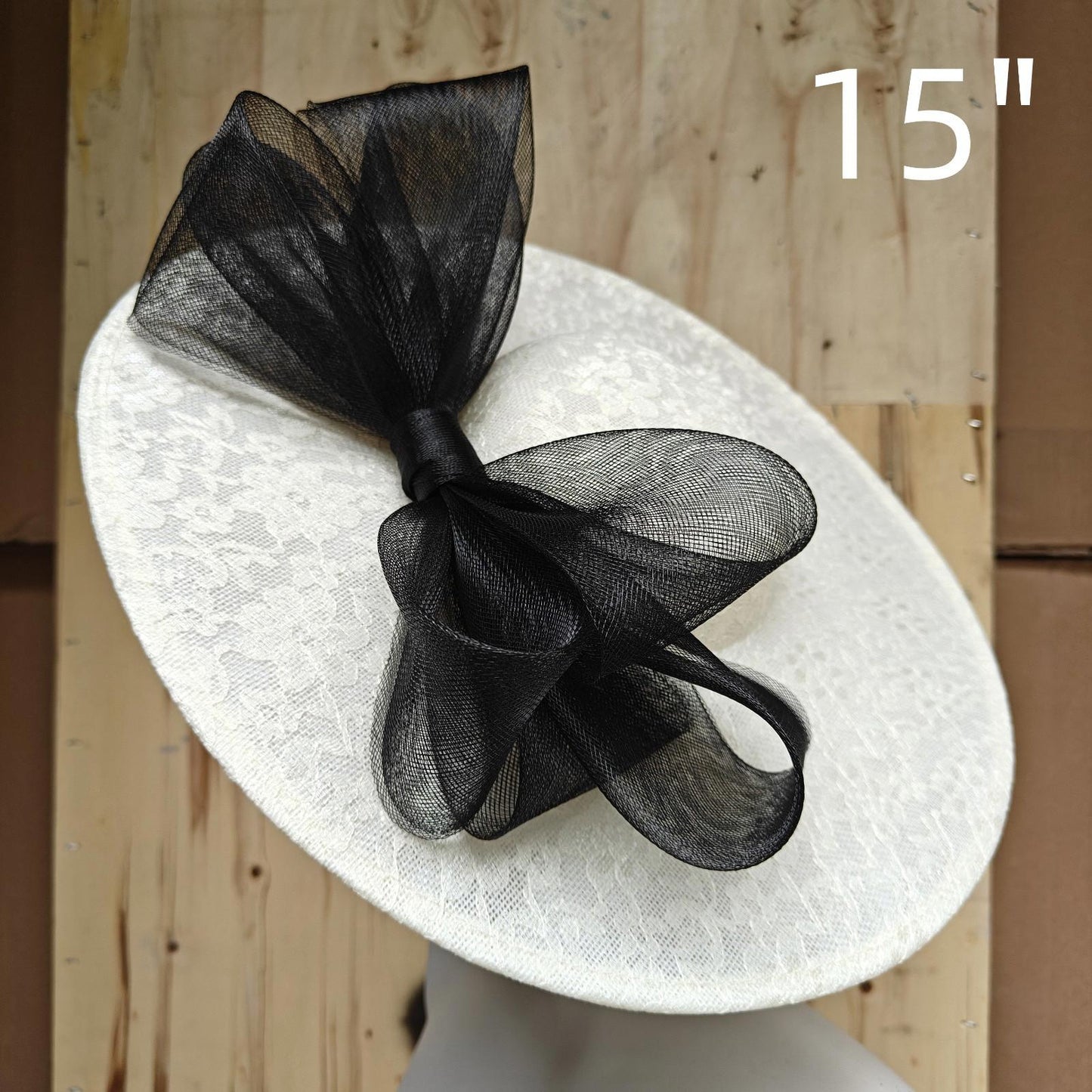 ivory black lace fascinator wedding hatinator hat Kentucky Derby Royal Ascot bow