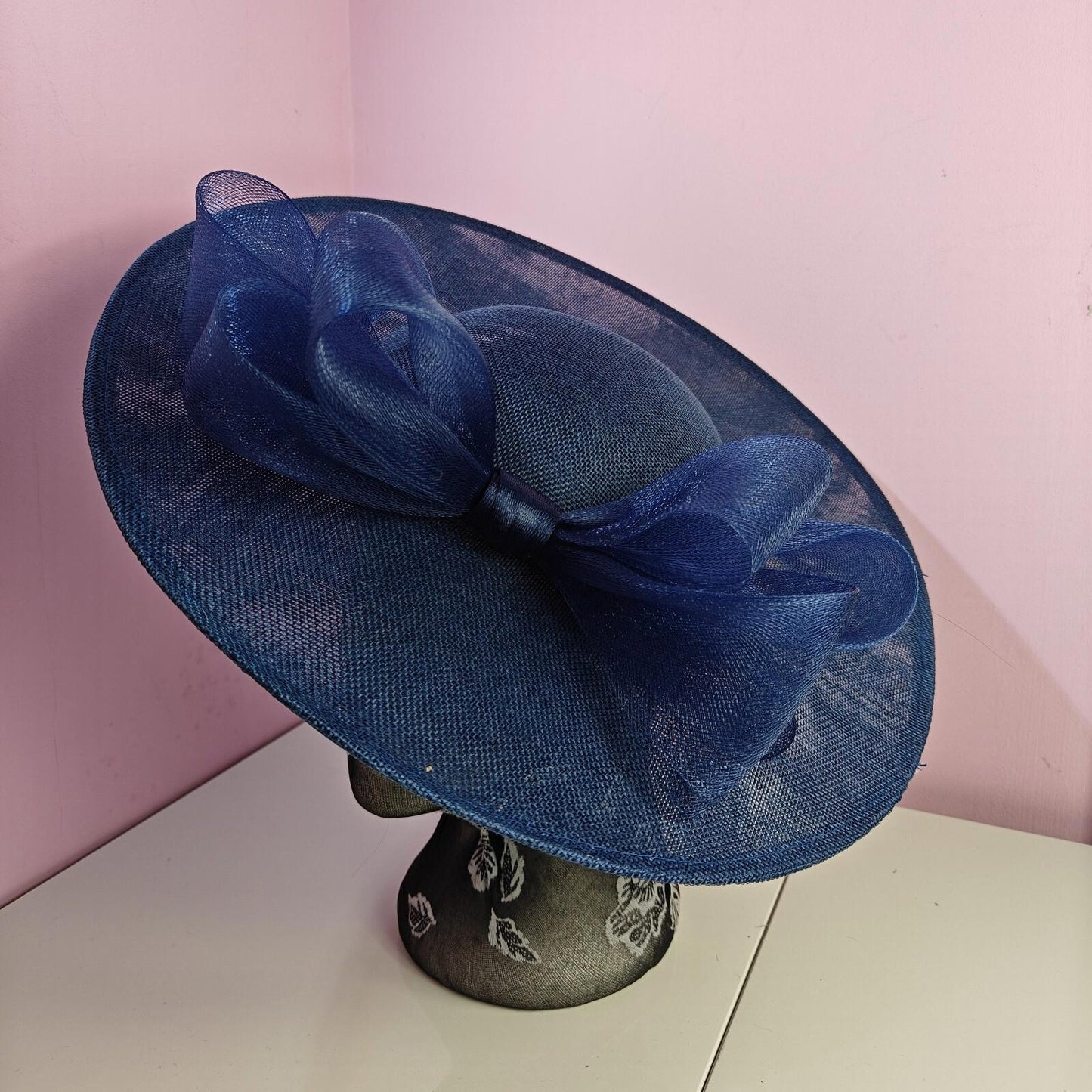 navy blue large fascinator headband wedding hat  Kentucky Derby Royal Ascot bow
