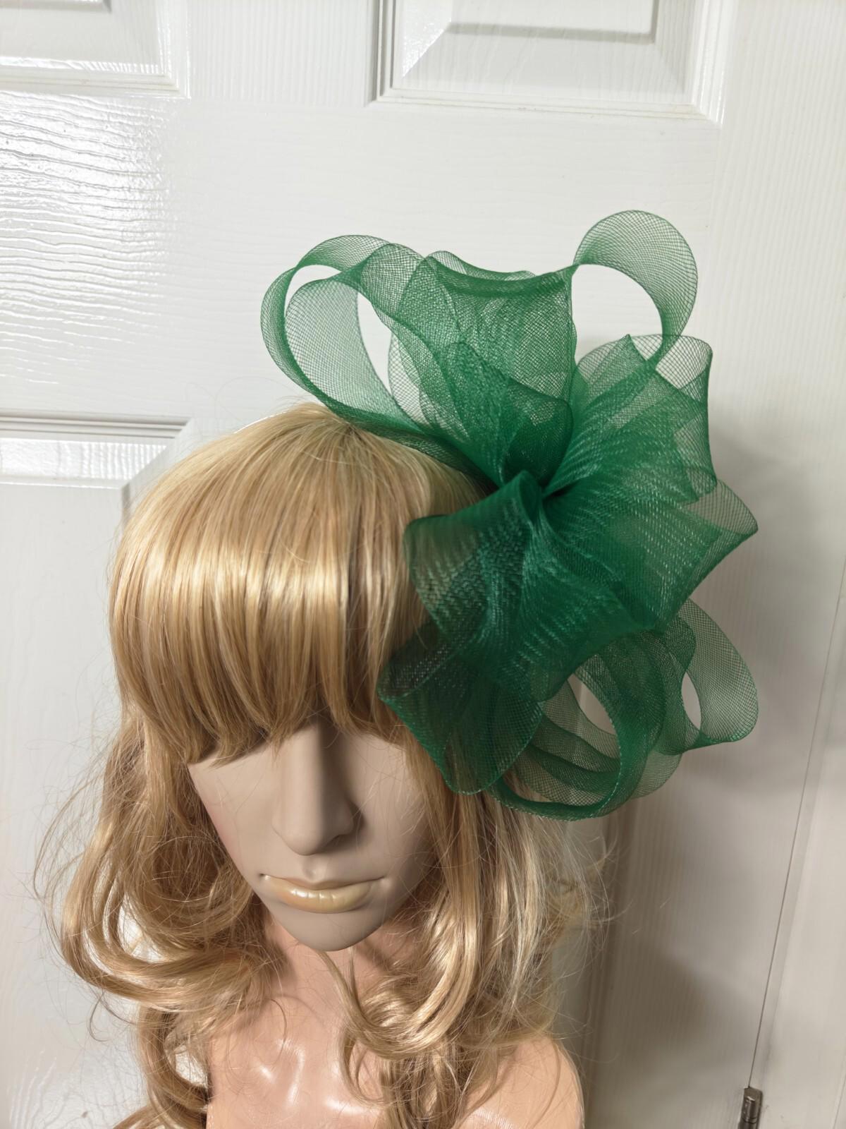 green fascinator millinery burlesque headband wedding hat ascot race