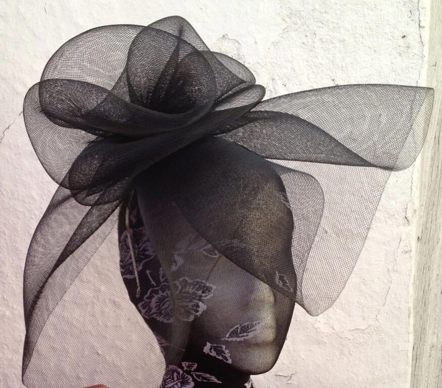 black fascinator millinery burlesque wedding hat hair piece ascot race bridal