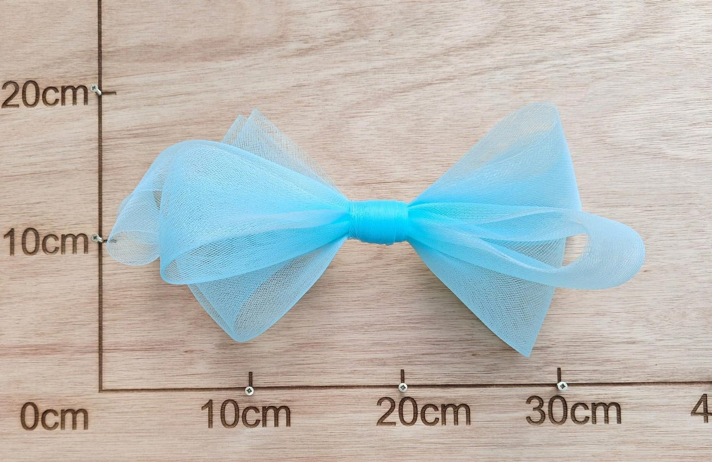 light blue large crinoline bow art craft DIY handmade fascinator hair clip