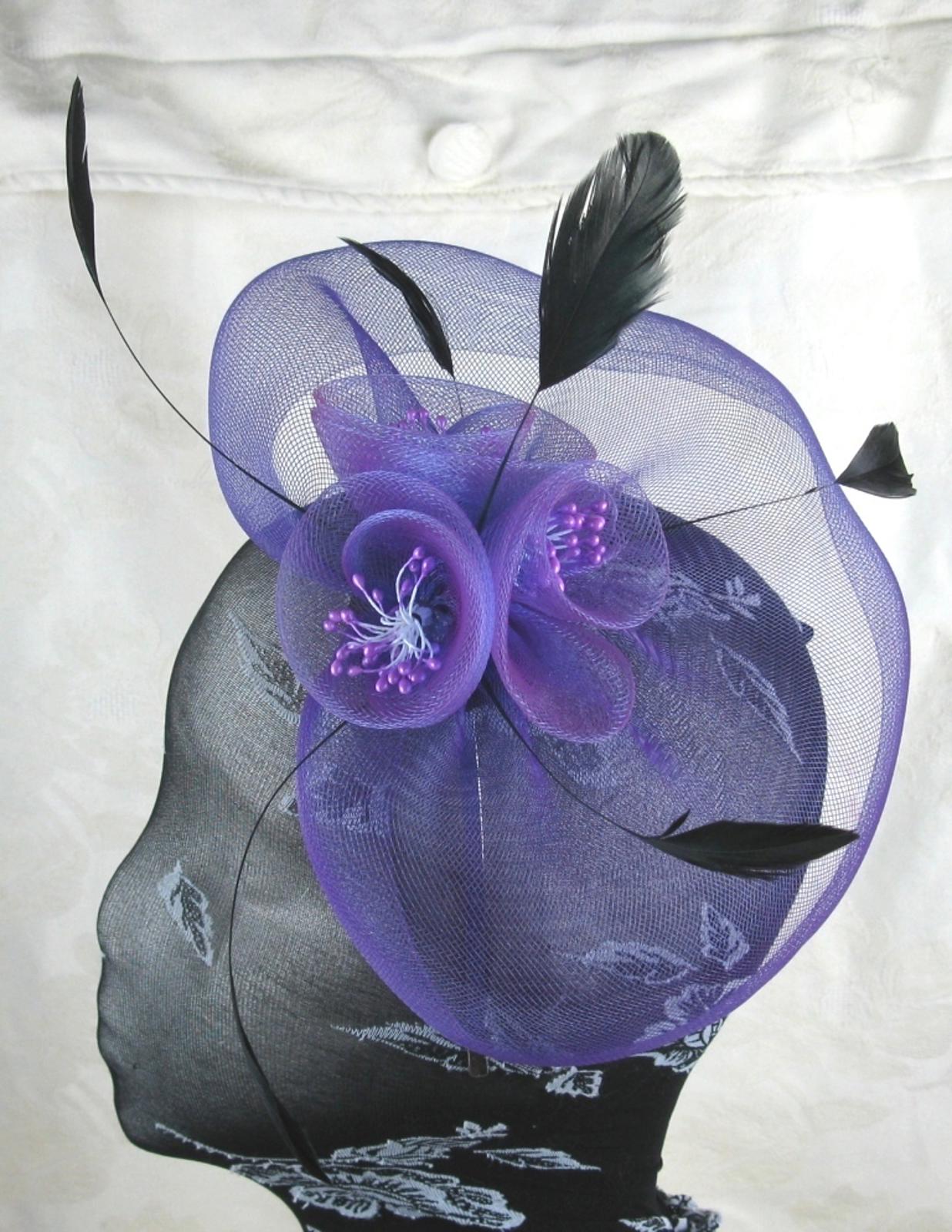 purple feather headband fascinator millinery wedding ascot hat hair piece x