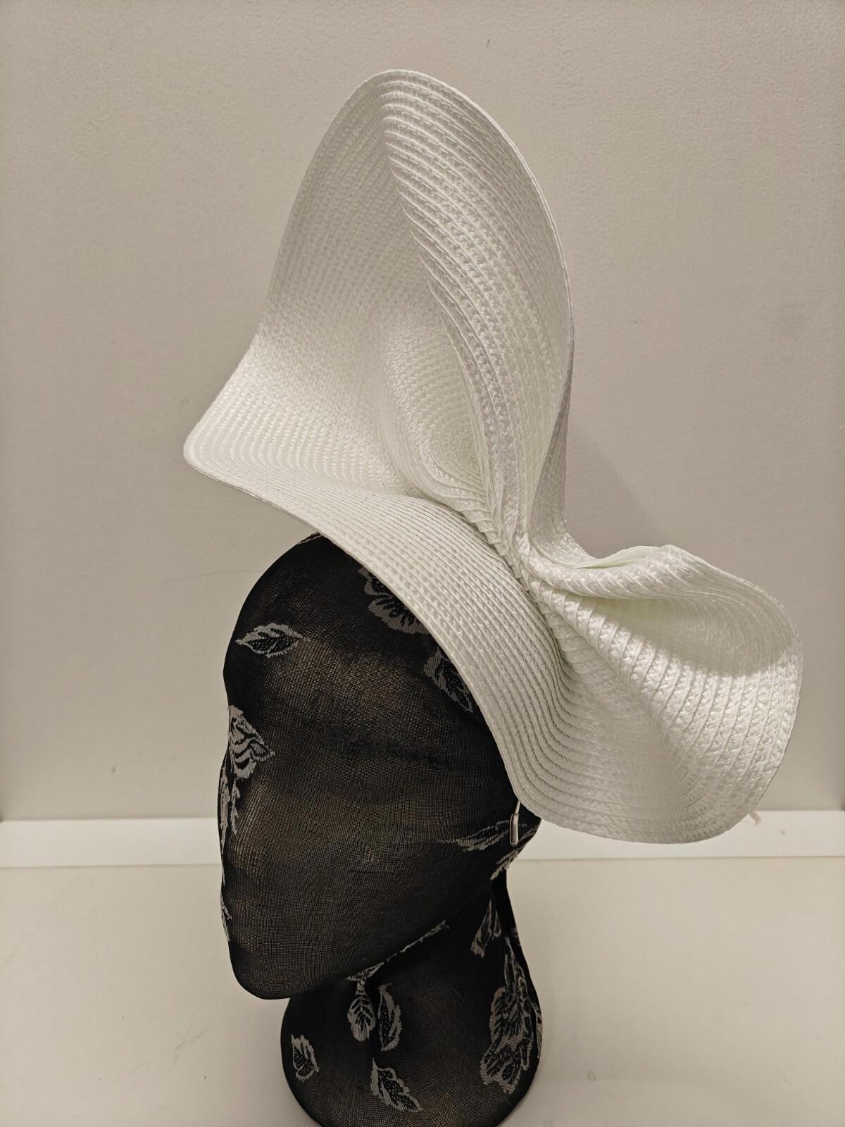 white large straw fascinator millinery burlesque headband wedding hat