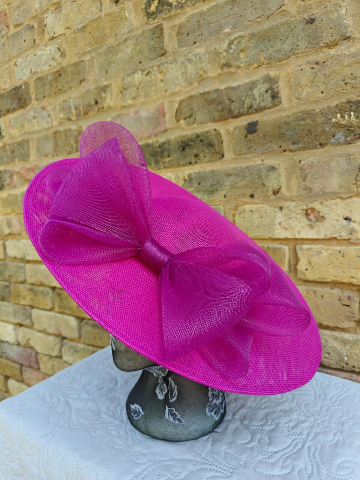 dark pink large fascinator wedding hat  Kentucky Derby Royal Ascot bow