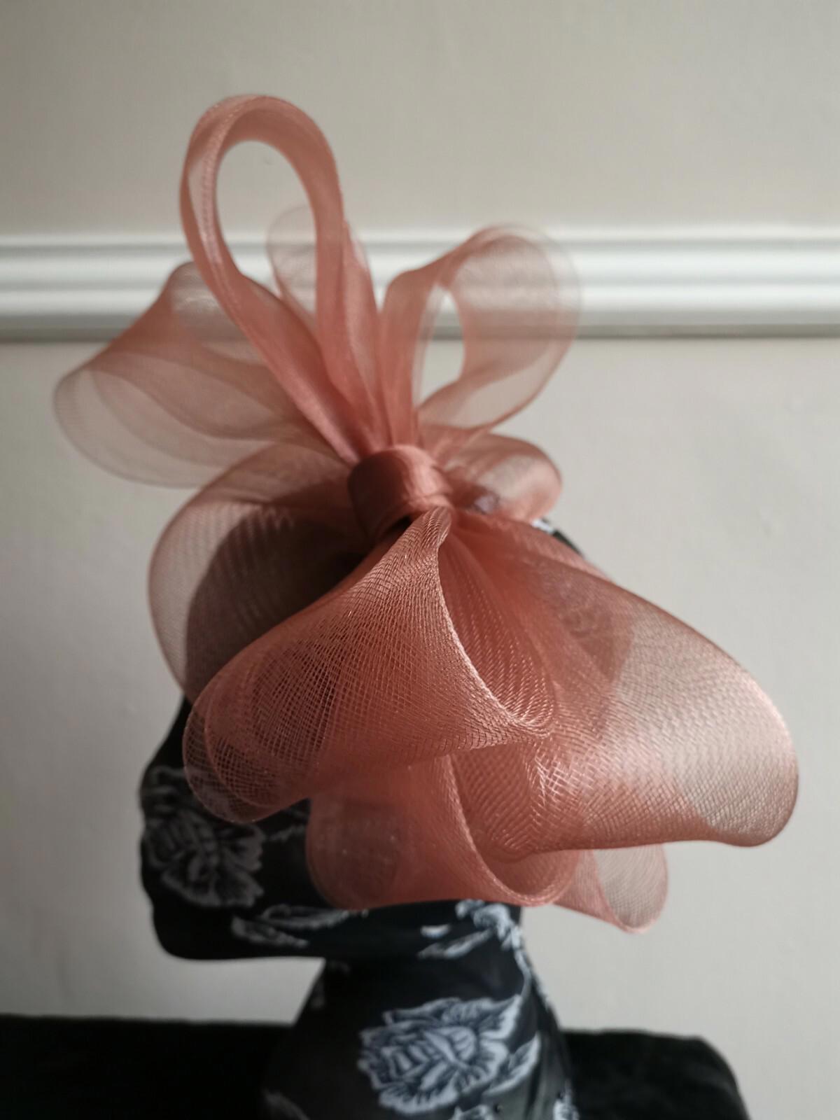 light brown fascinator millinery burlesque headband wedding hat hair piece