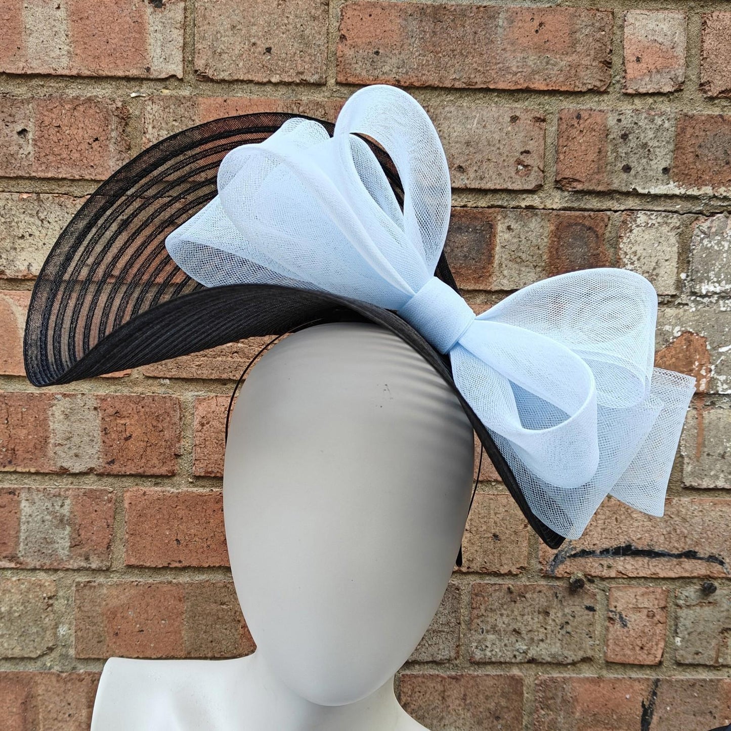 black baby blue bowcrinoline fascinator millinery headband wedding hat party cosplay