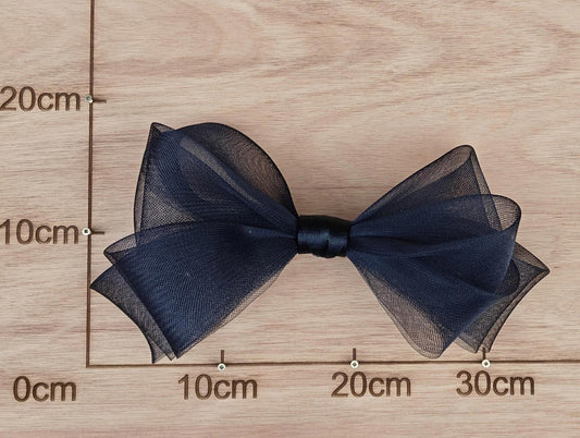 dark navy large crinoline bow art craft DIY handmade fascinator hair clip