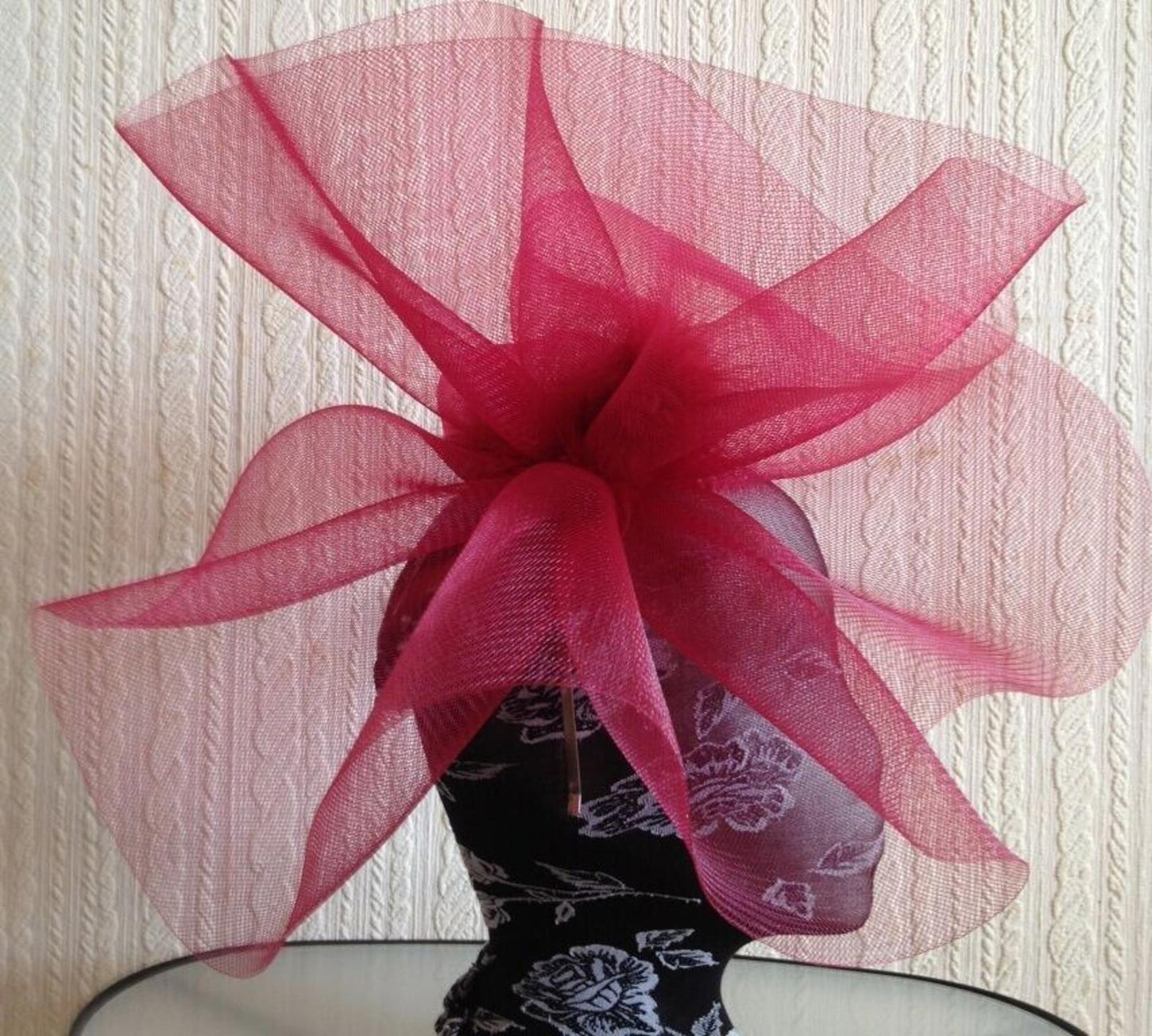 dark red headband crin fascinator millinery hat wedding ascot
