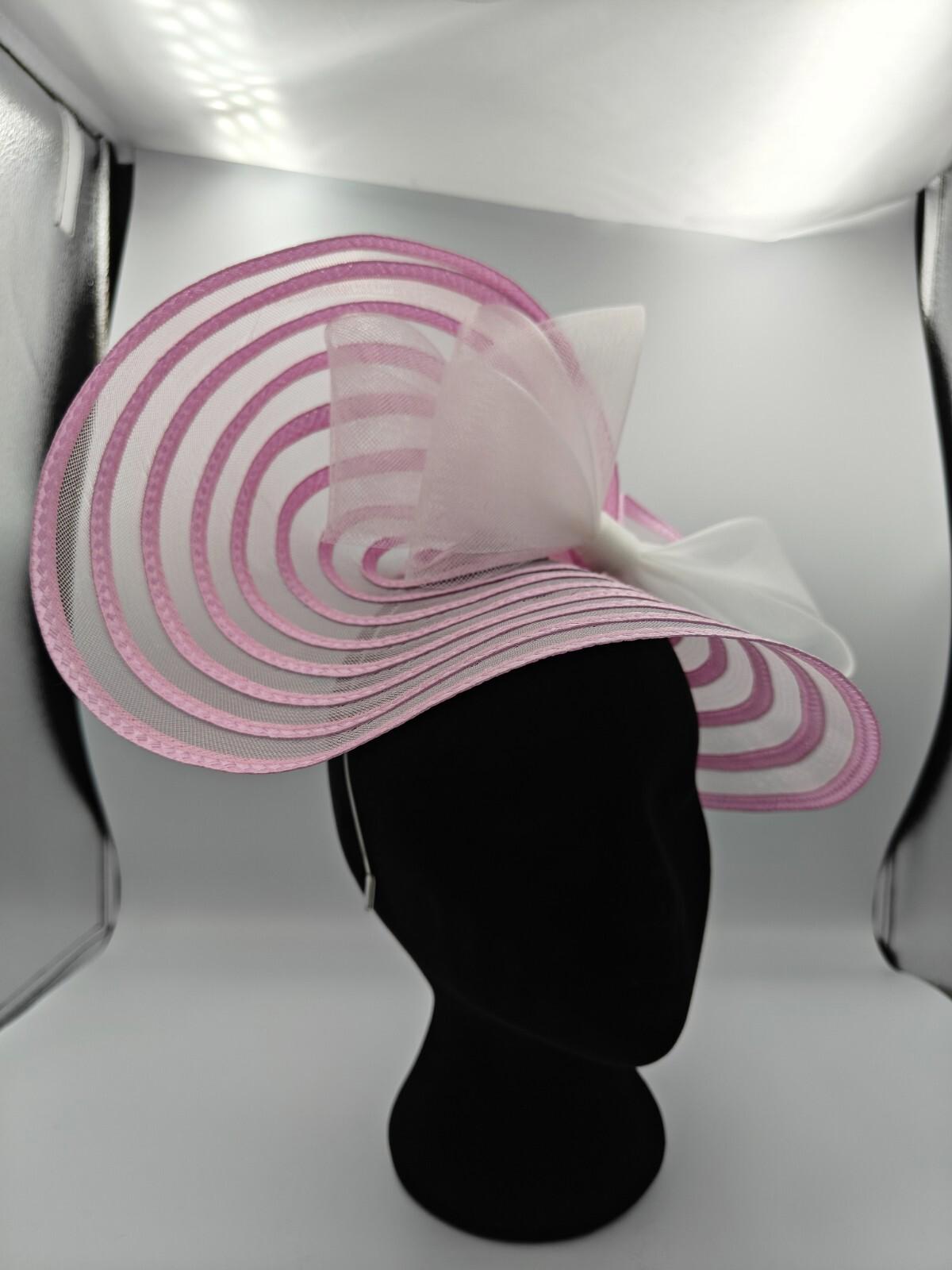baby pink white bow straw fascinator millinery burlesque headband wedding hat