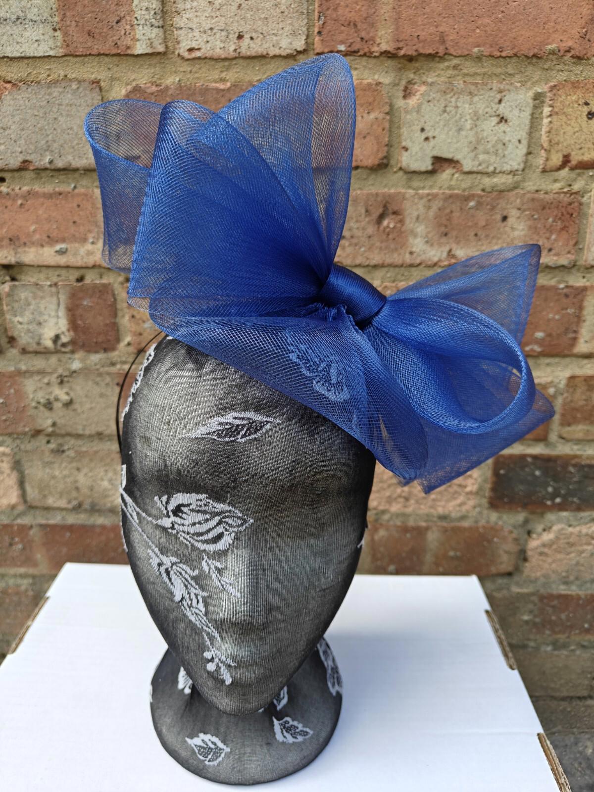 Blue fascinator millinery burlesque headband wedding hat ascot race