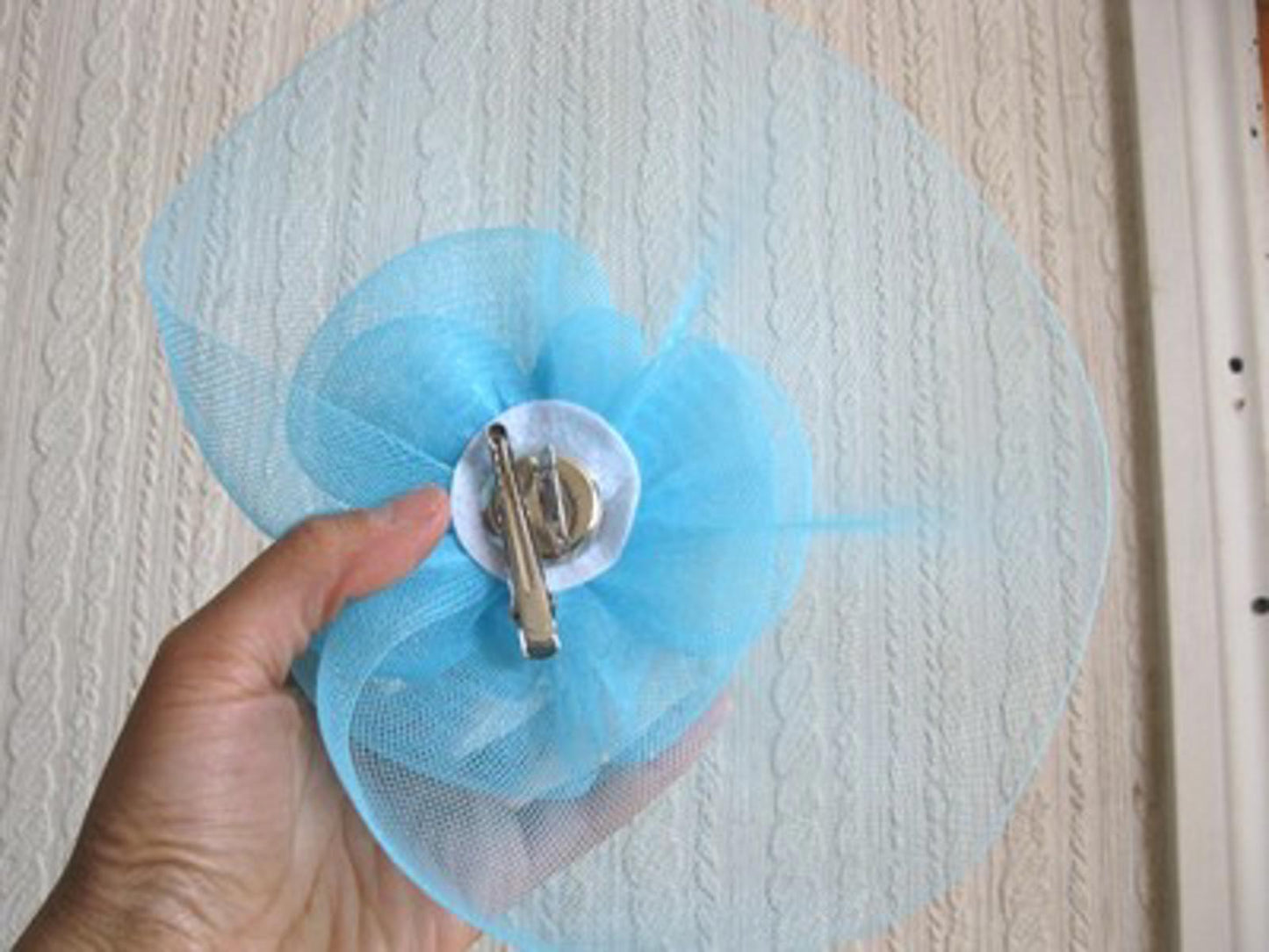 turquoise flower fascinator millinery  brooch clip wedding hat bridal ascot race