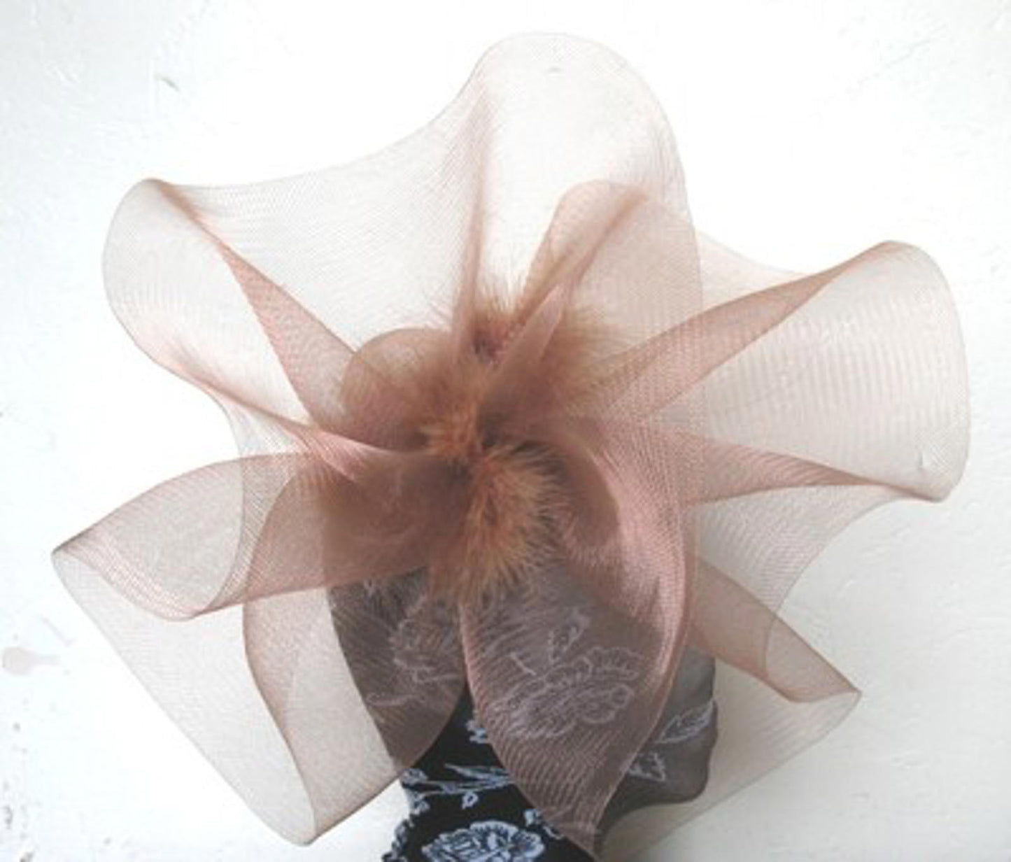brown tan feather fascinator millinery burlesque headband wedding hat hair