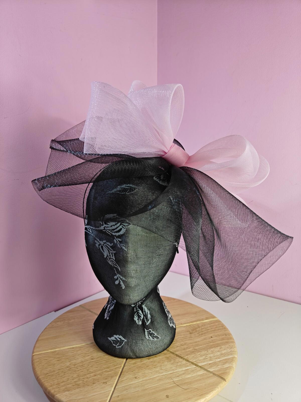 black light pink fascinator millinery headband derby wedding hat ascot race