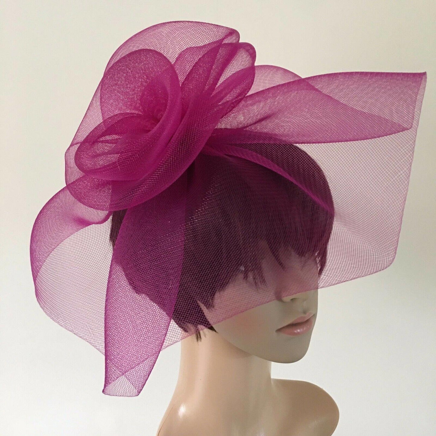 dark plum pink purple headband crinoline fascinator millinery hat wedding ascot
