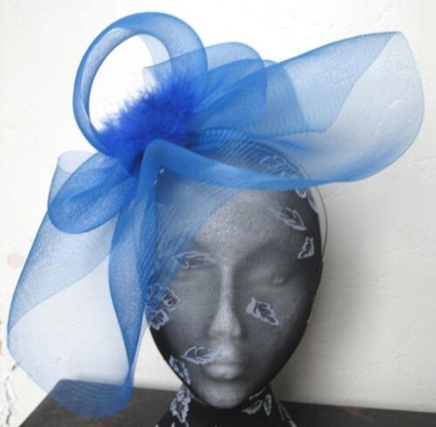 blue fascinator millinery burlesque wedding hat ascot race bridal British