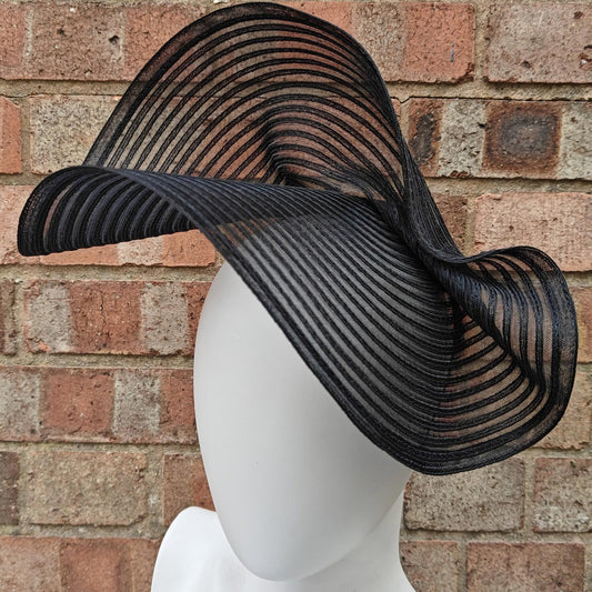 black crinoline fascinator millinery headband wedding hat party cosplay