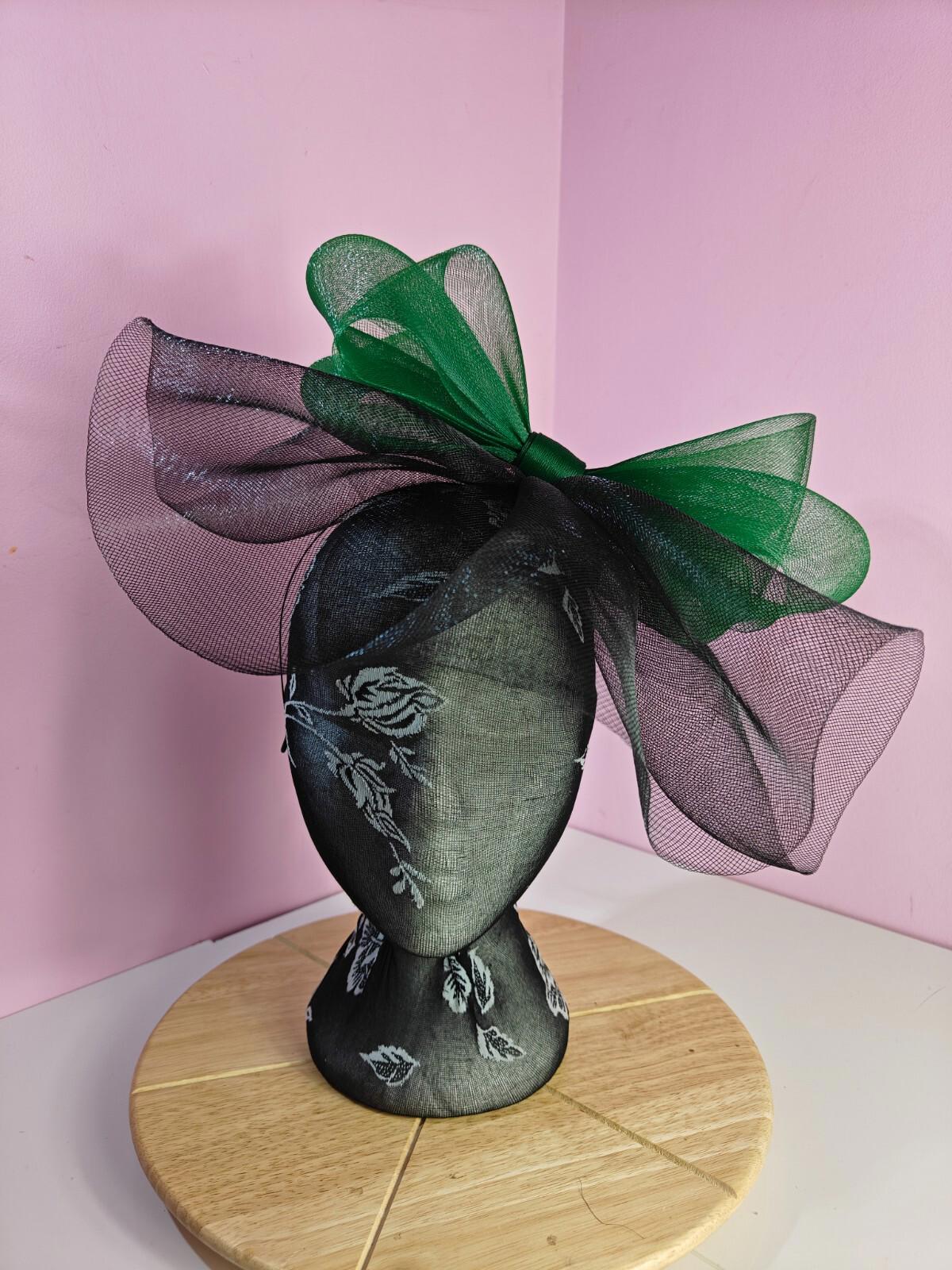 black green fascinator millinery headband derby wedding hat ascot race