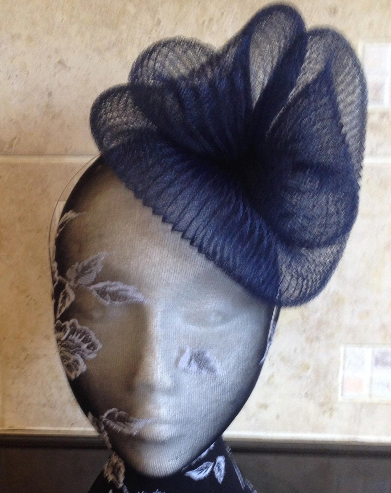 Navy dark blue fascinator millinery burlesque wedding hat hair ascot race