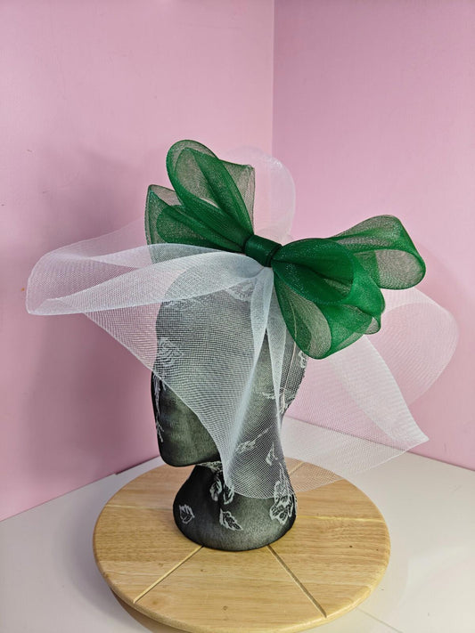 white green fascinator millinery headband derby wedding hat ascot race