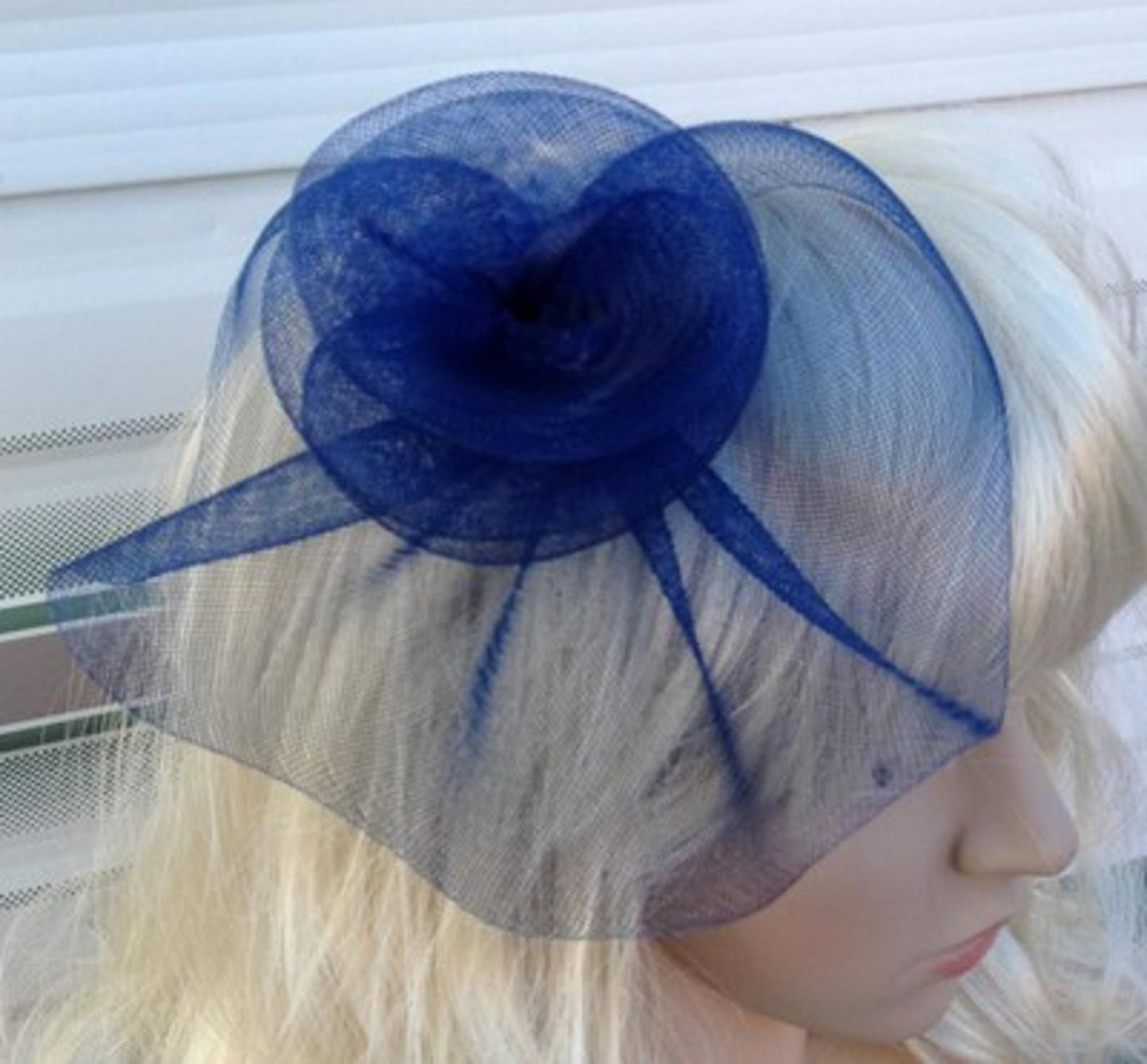 navy blue fascinator millinery feather brooch clip wedding hat bridal ascot race