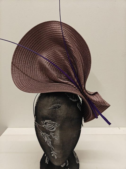 light brown straw fascinator ostrich quill spine millinery headband wedding hat