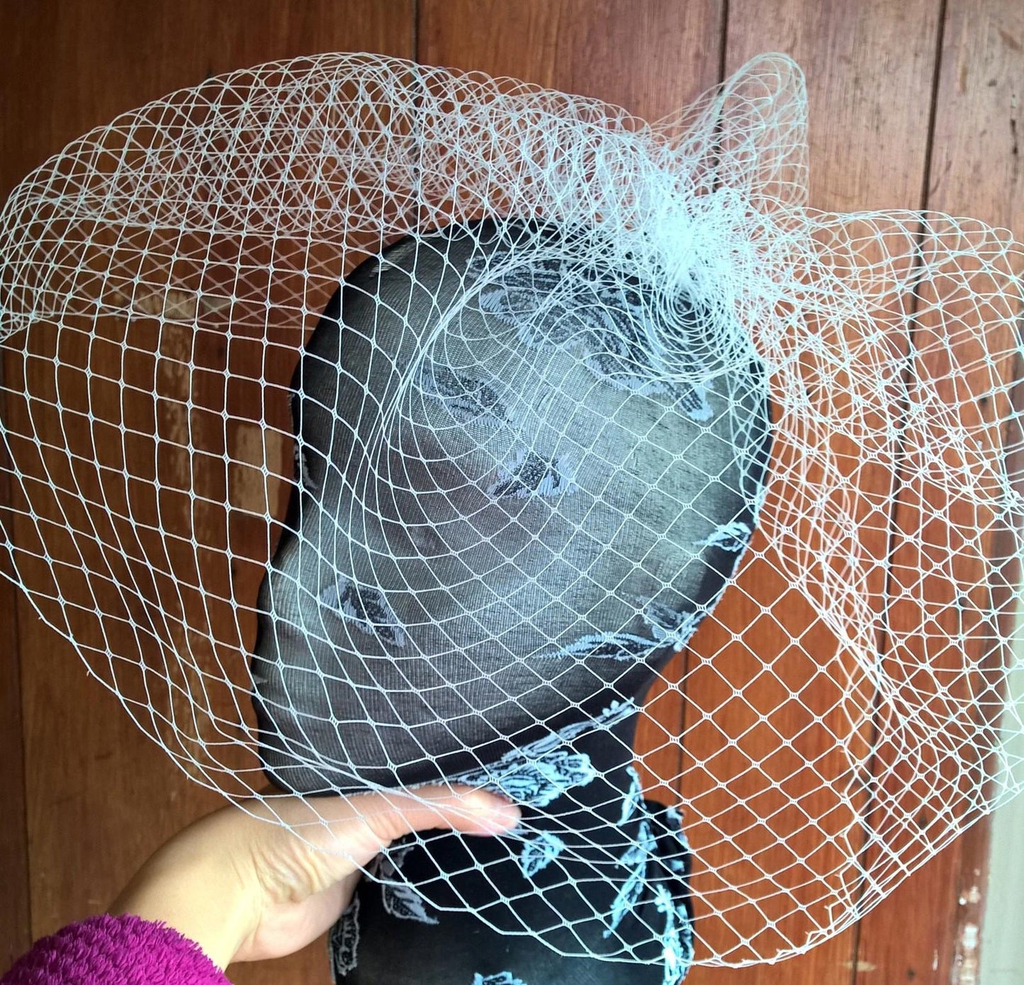 white ivory french veil veiling fascinator wedding bridal hair comb clip race