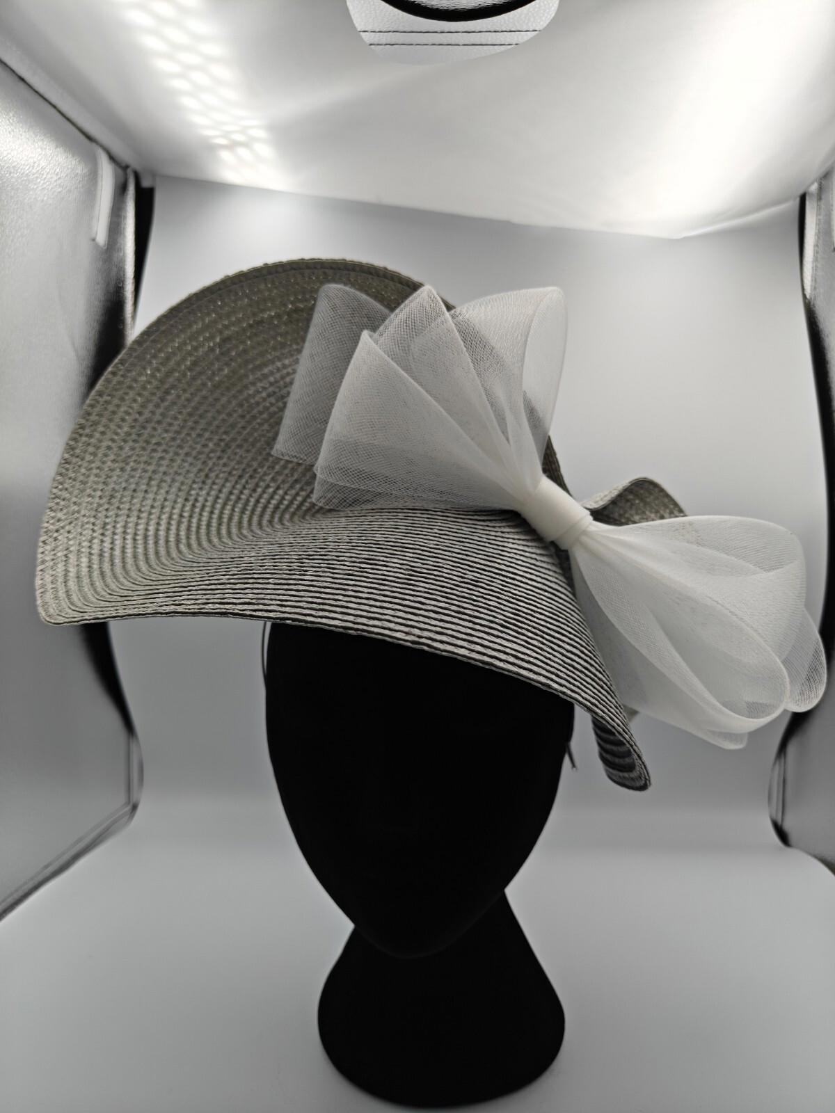 white bow straw fascinator millinery burlesque headband wedding hat