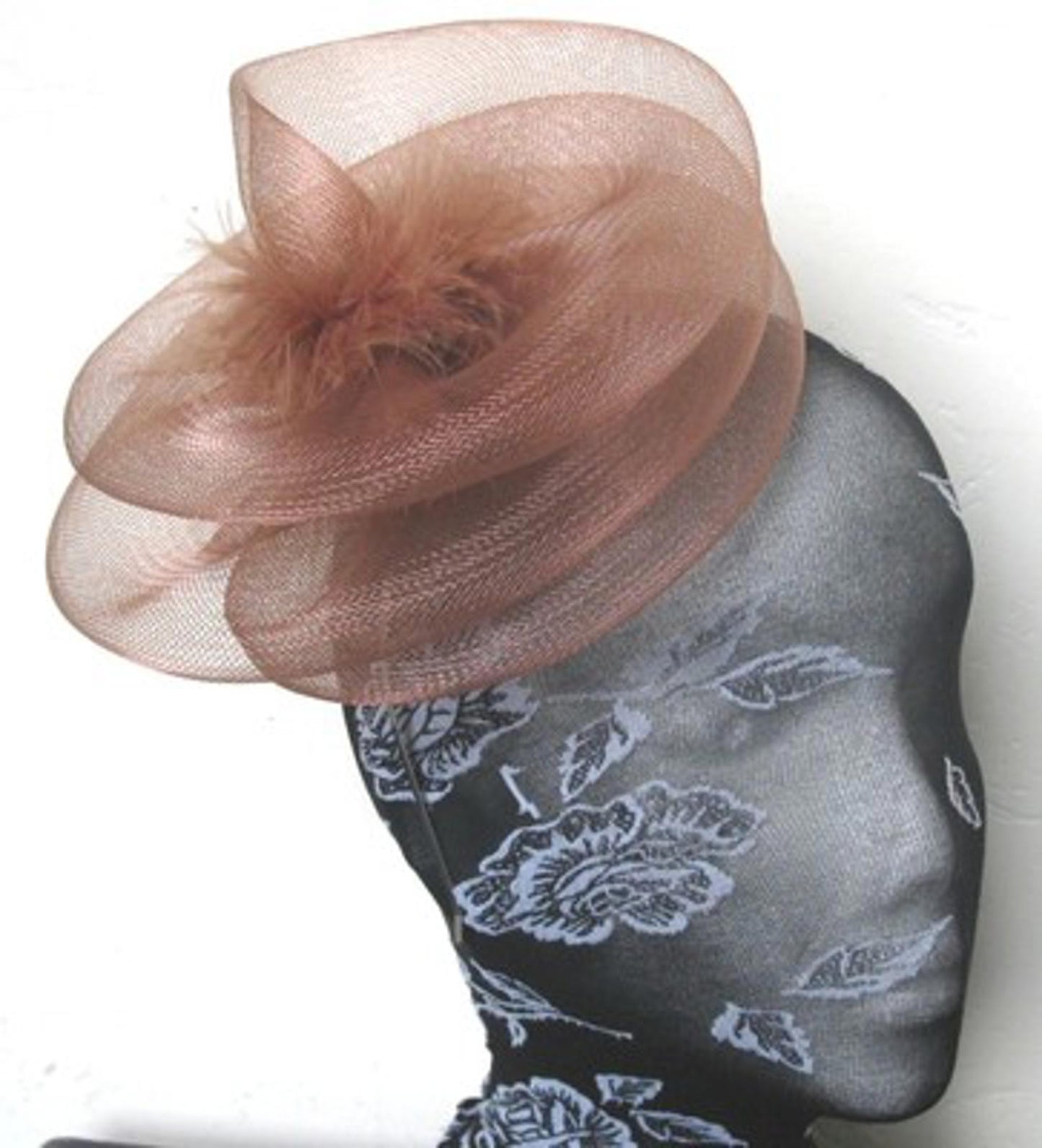 brown tan feather fascinator millinery burlesque headband wedding hat hair piece