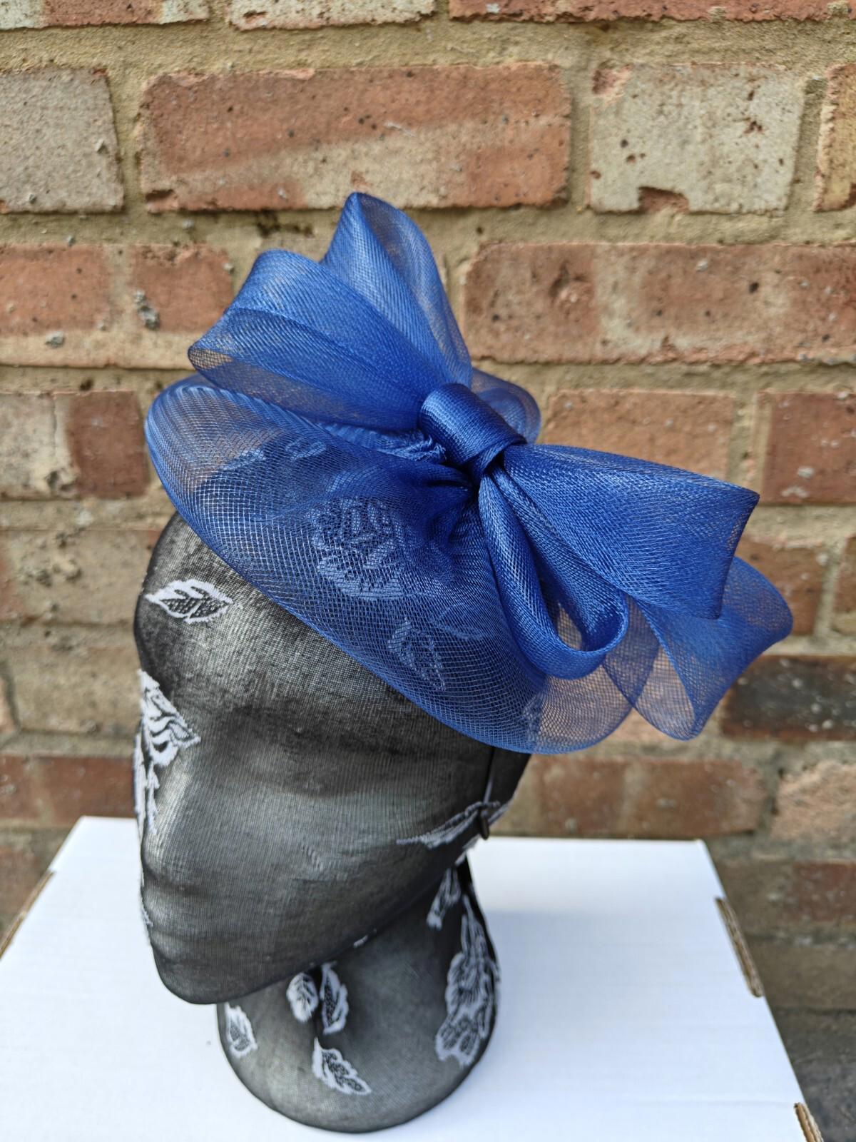Blue fascinator millinery burlesque headband wedding hat ascot race