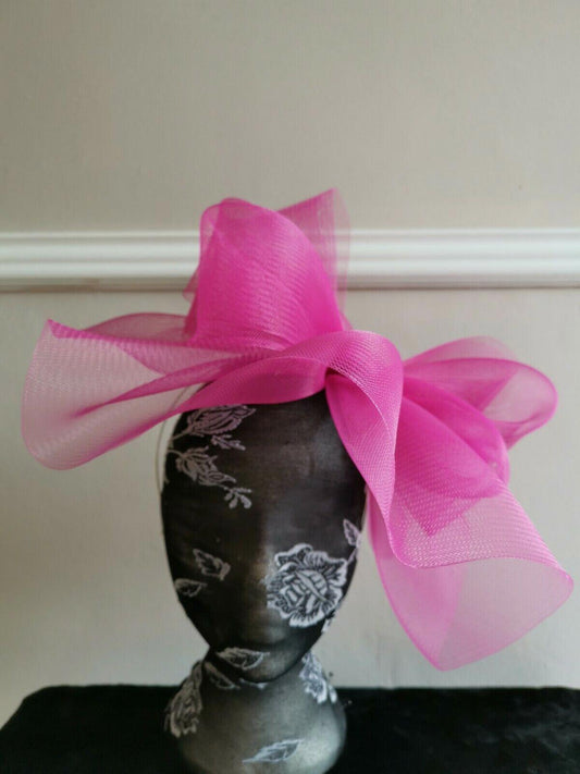 hot pink headband crinoline fascinator millinery hat wedding ascot