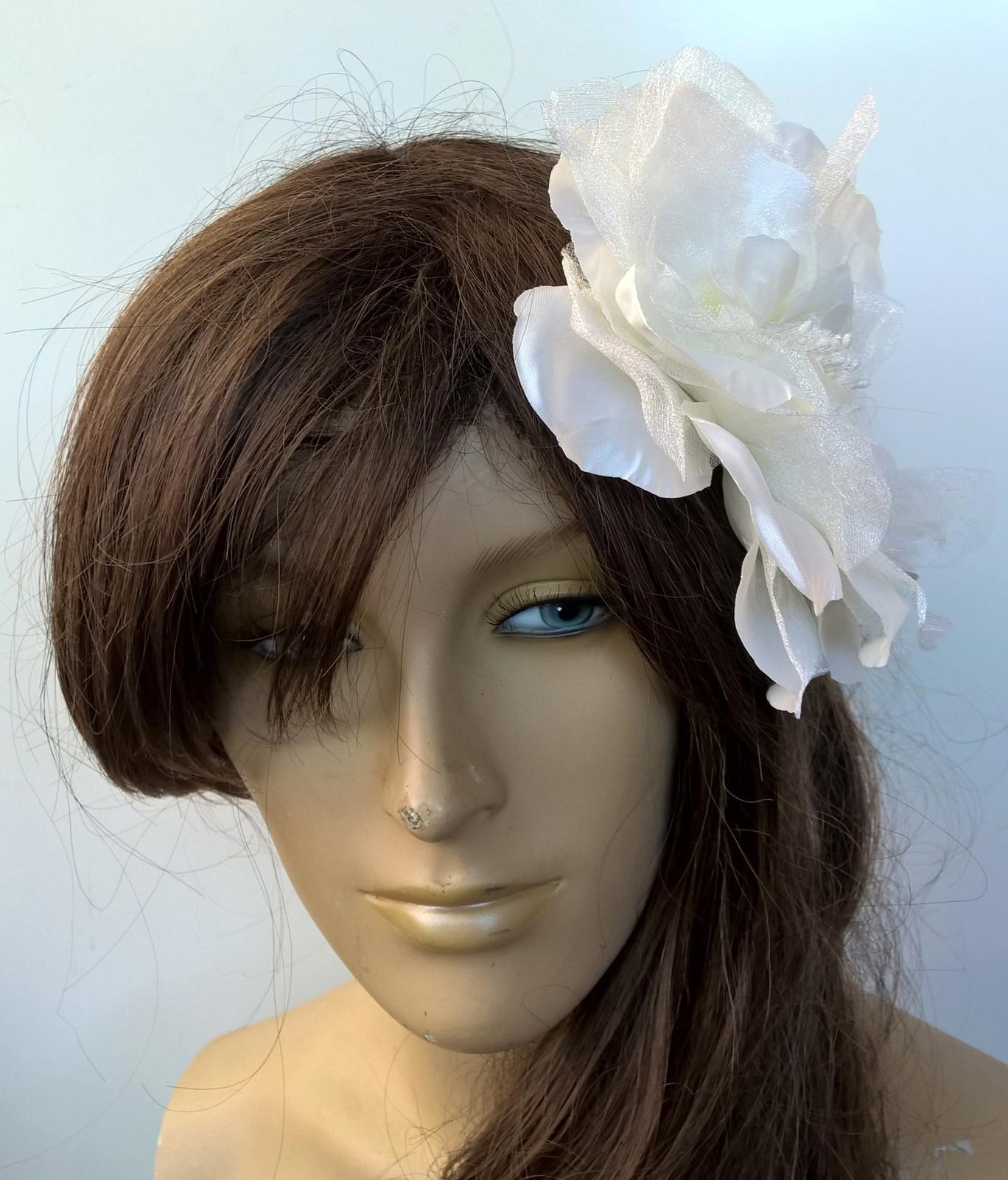 ivory satin flower fascinator millinery burlesque wedding hat bridal race