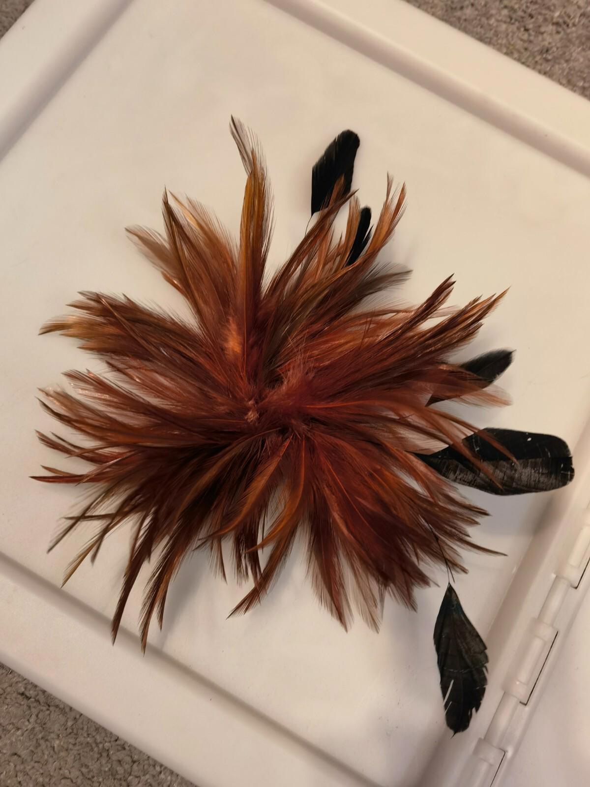 brown fascinator millinery feather brooch hair clip wedding ascot