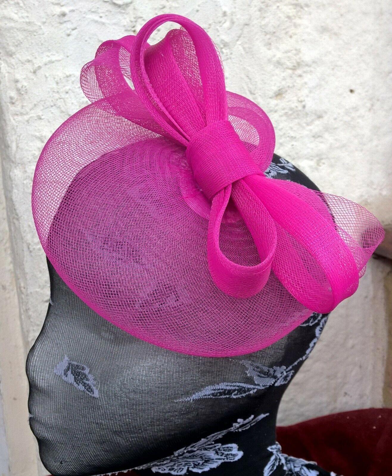hot pink headband crinoline fascinator millinery hat wedding ascot