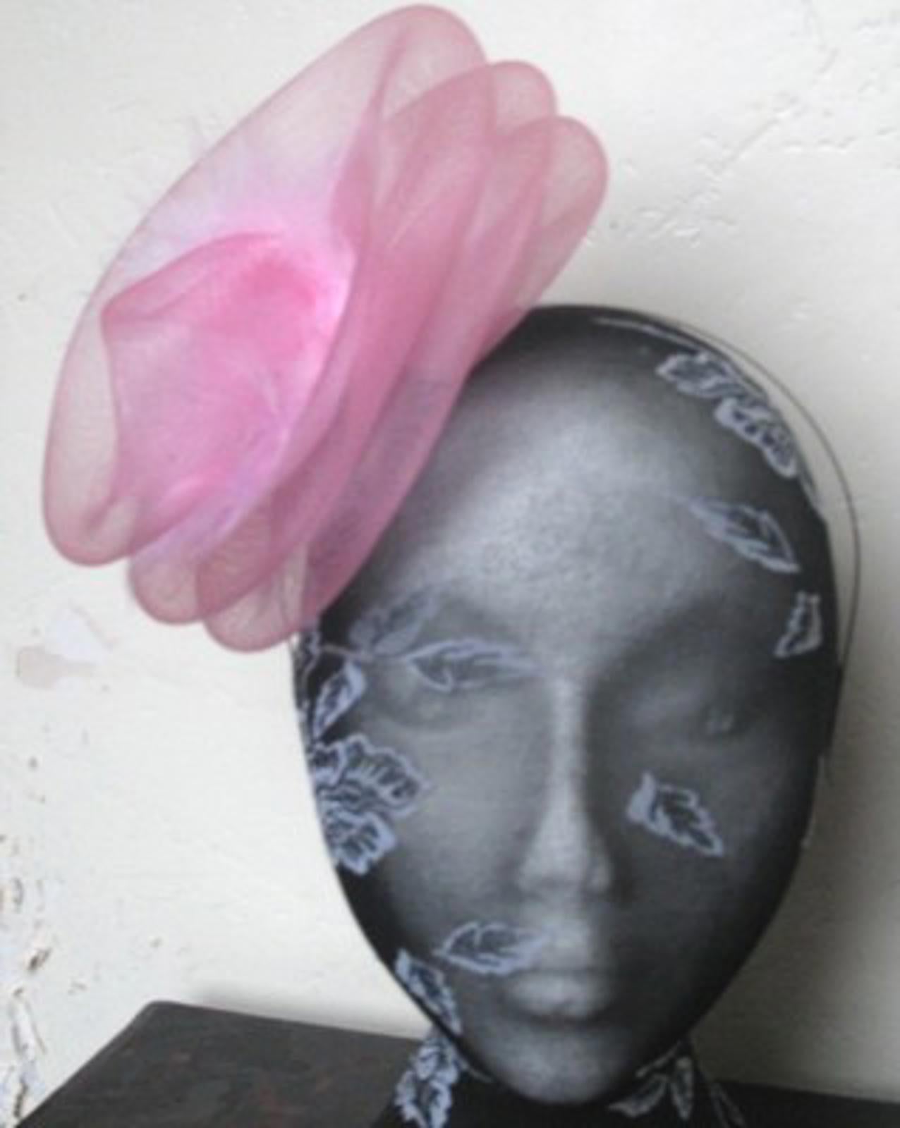 baby pink feather fascinator millinery burlesque headband wedding hat hair