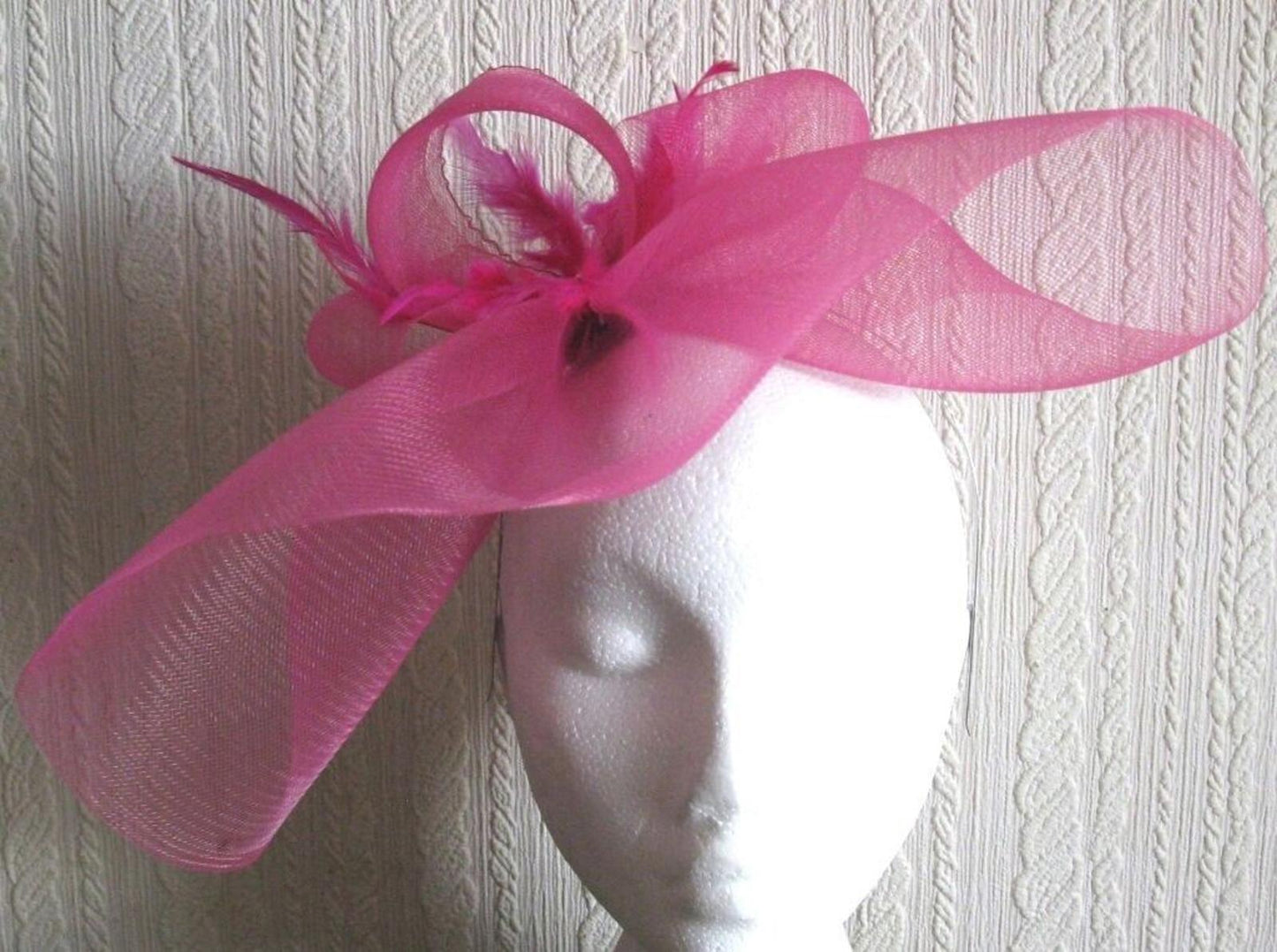 hot pink headband crinoline fascinator millinery hat wedding ascot