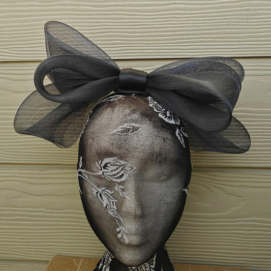 dark navy bow hair clip brooch fascinator millinery wedding hat race party