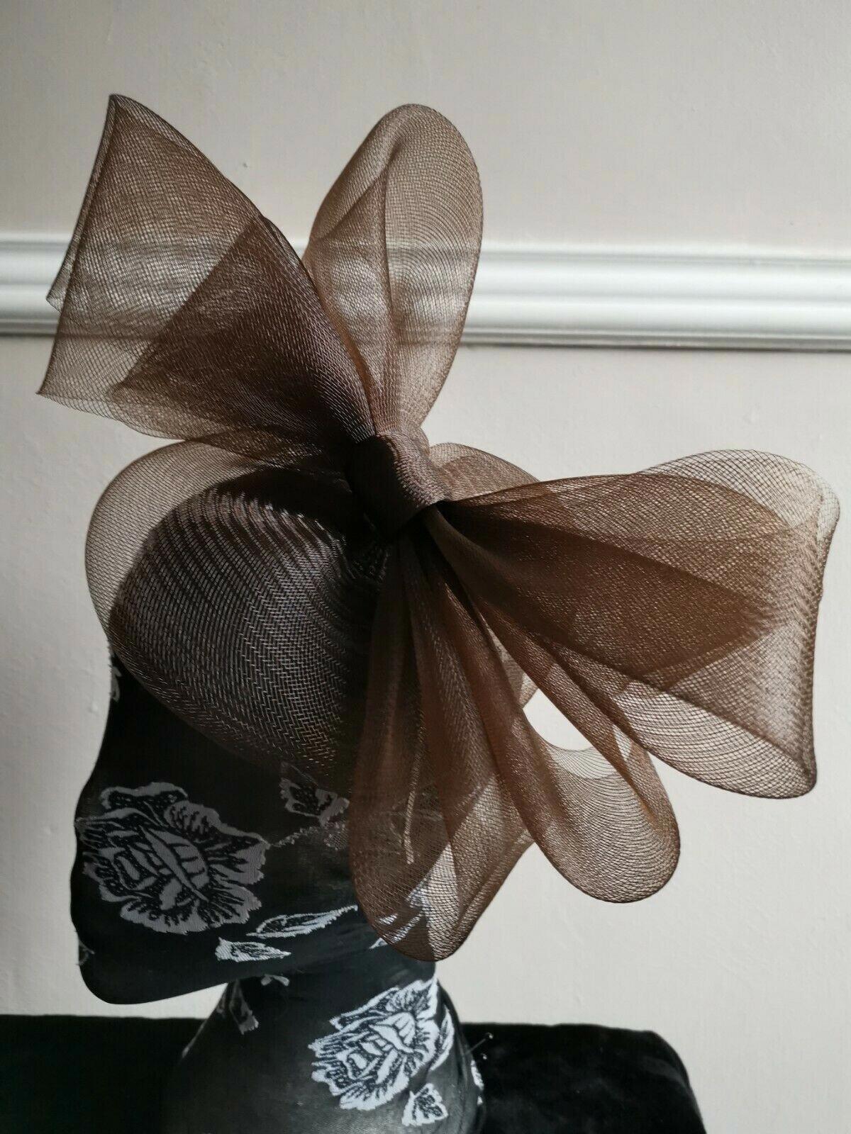brown headband crin fascinator millinery hat wedding ascot