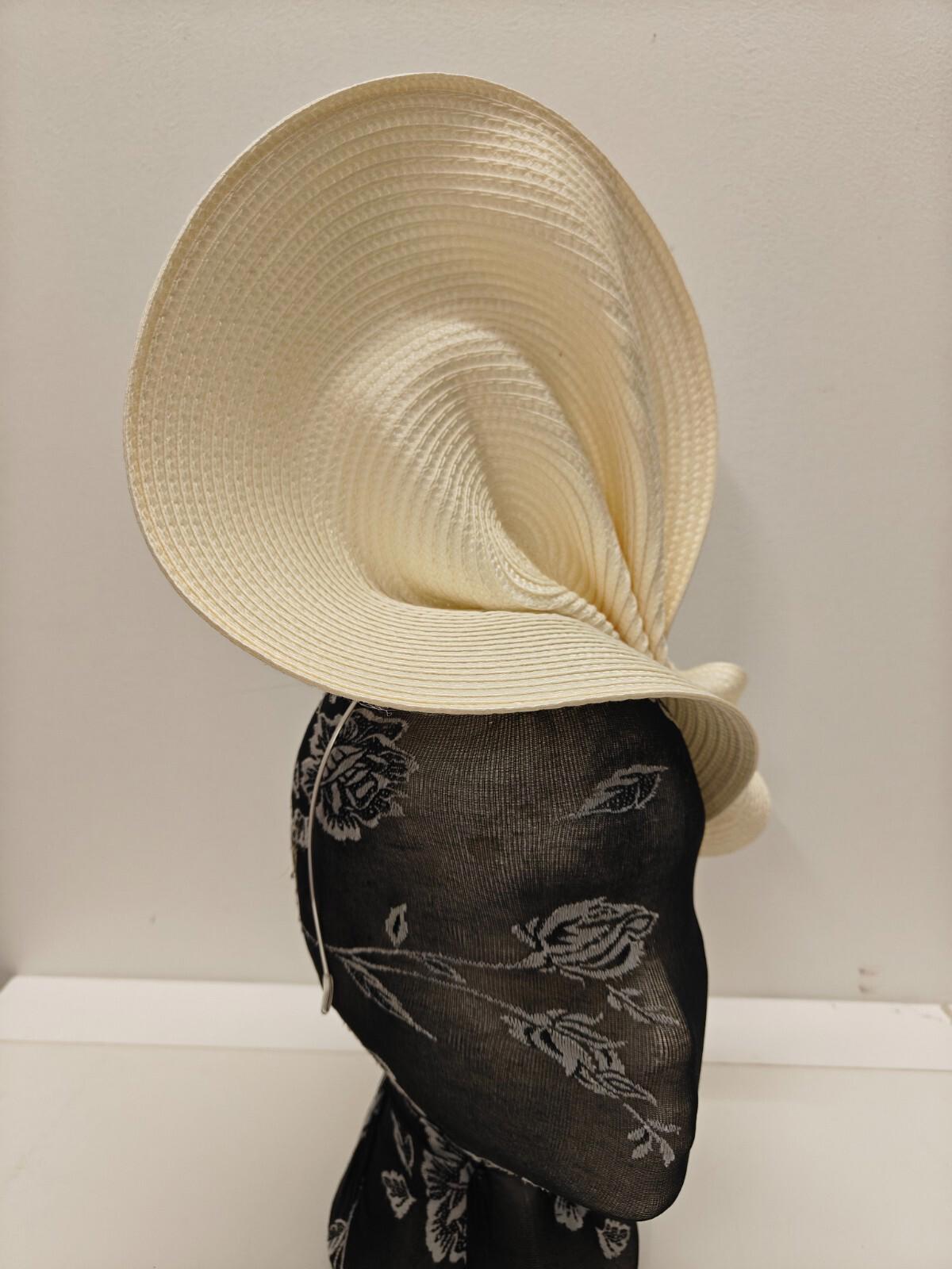 ivory off white large straw fascinator millinery burlesque headband wedding hat