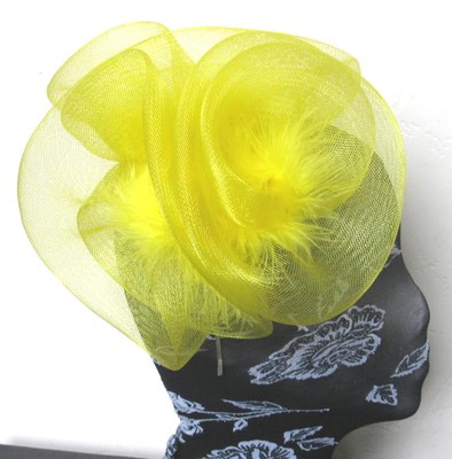 yellow feather fascinator millinery burlesque headband wedding hat hair piece x