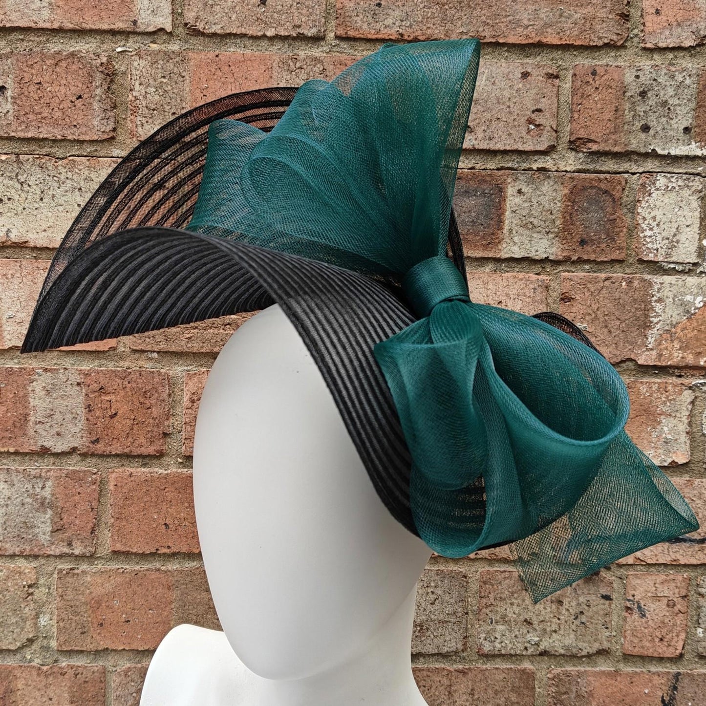 black dark green bow crinoline fascinator millinery headband wedding hat party cosplay