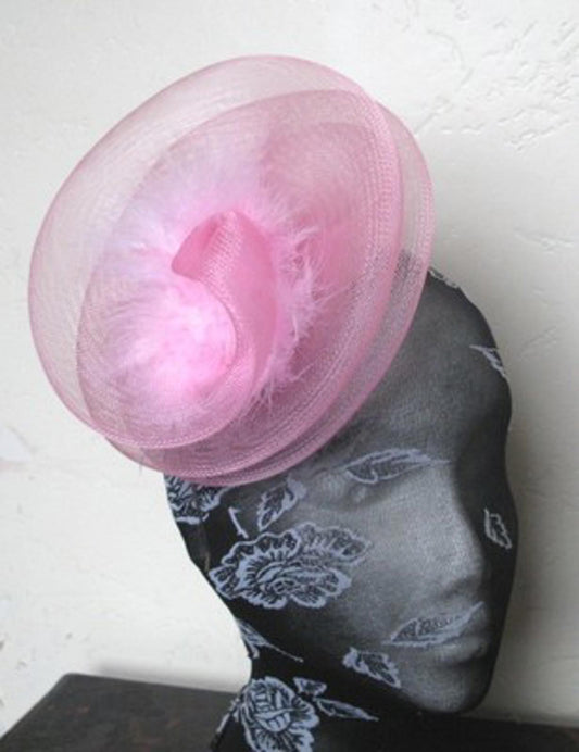 baby pink feather fascinator millinery burlesque headband wedding hat hair