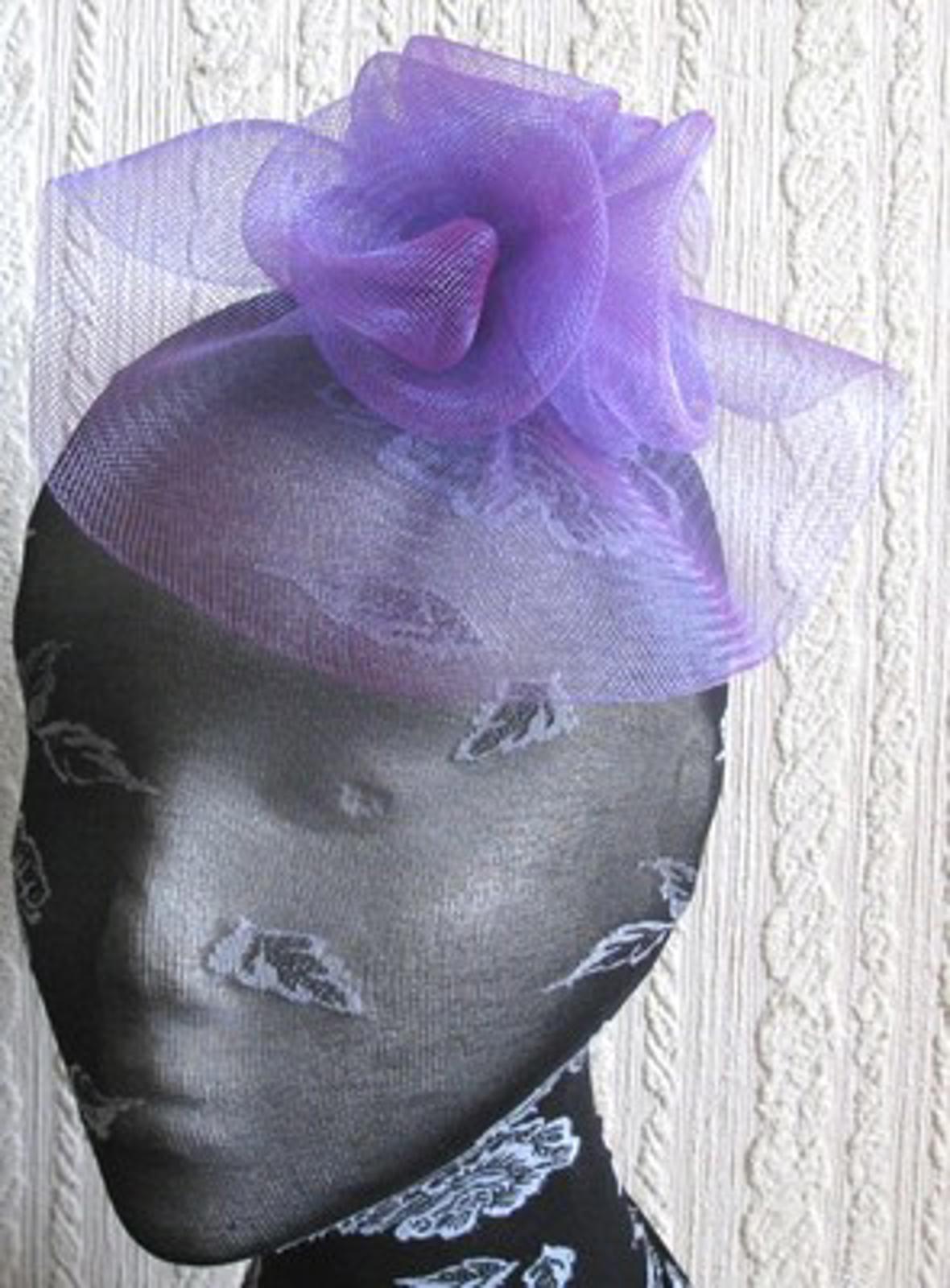 purple flower fascinator millinery  brooch clip wedding hat bridal ascot race