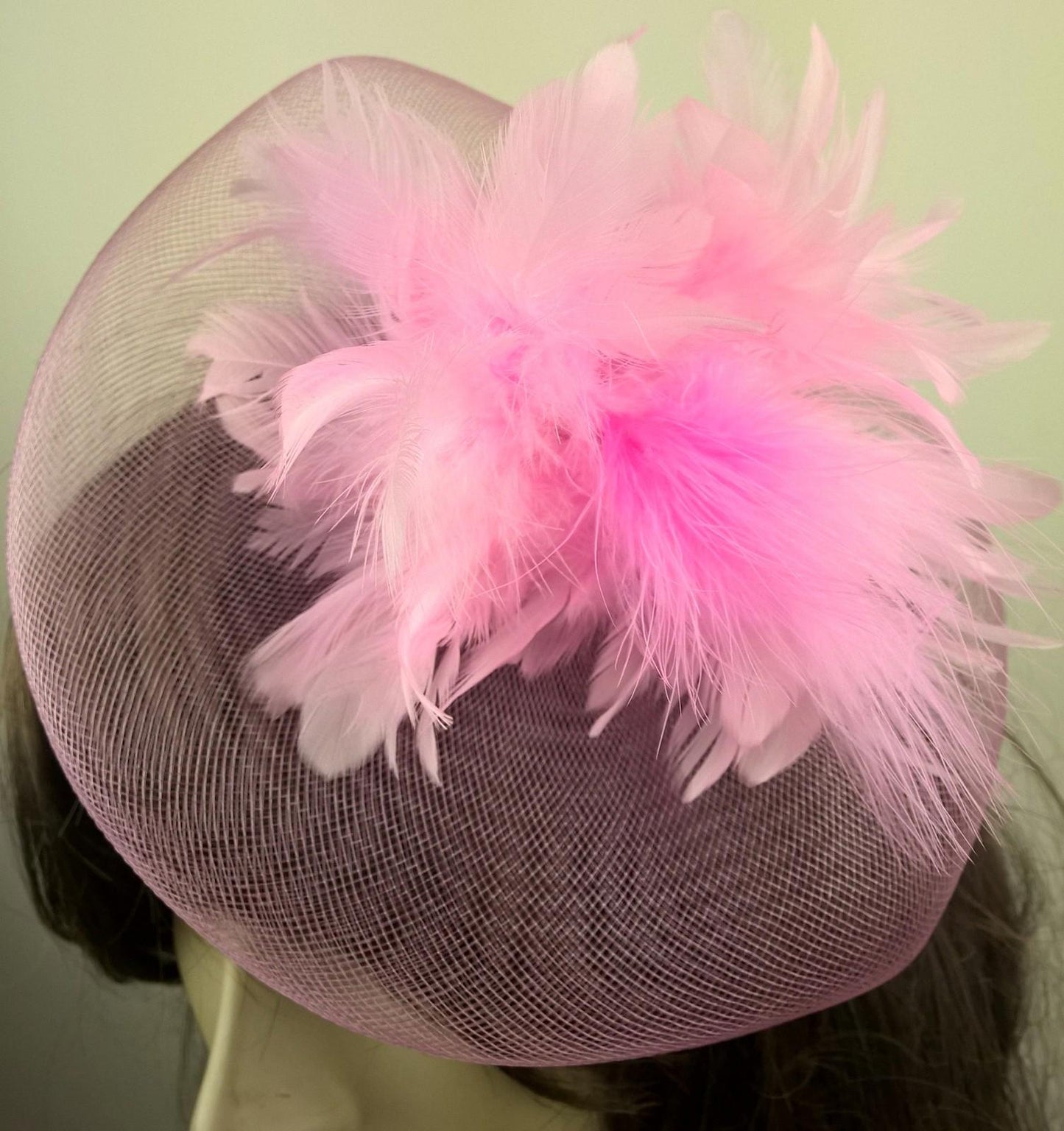 baby pink feather fascinator millinery burlesque wedding hat bridal race ascot 1