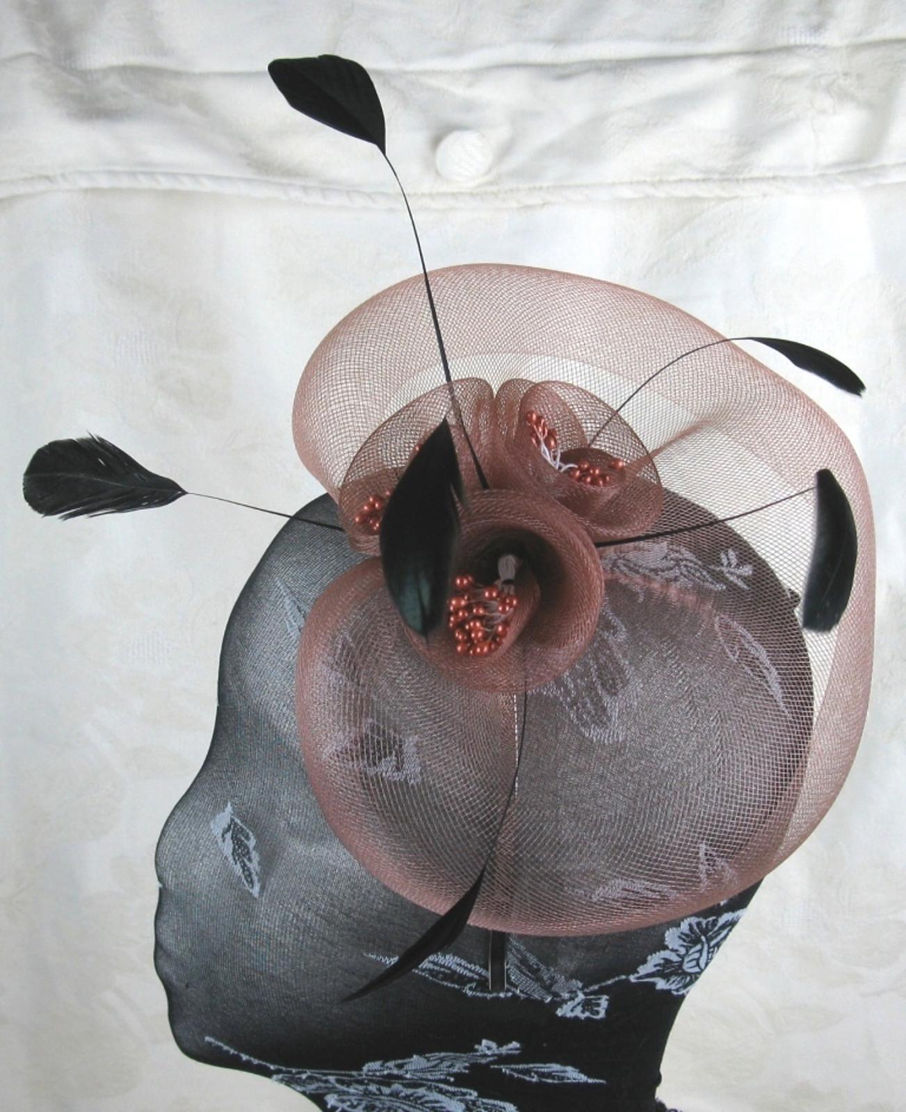 light brown feather headband fascinator millinery wedding ascot hat hair piece