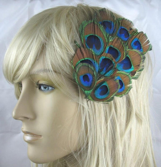peacock feather fascinator millinery hair clip wedding party ascot race dance