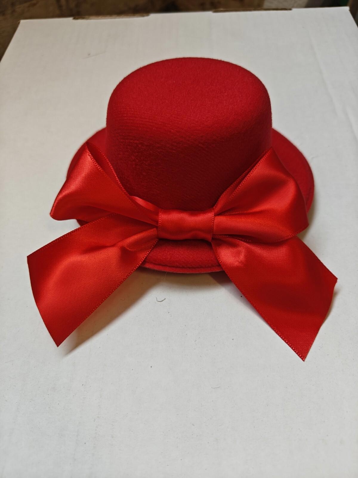 Red mini top hat fascinator millinery burlesque wedding hen party fancy dress