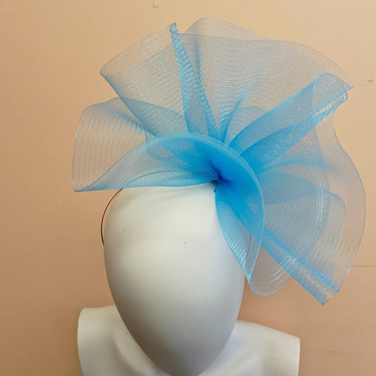 light blue fascinator millinery burlesque headband wedding hat ascot race