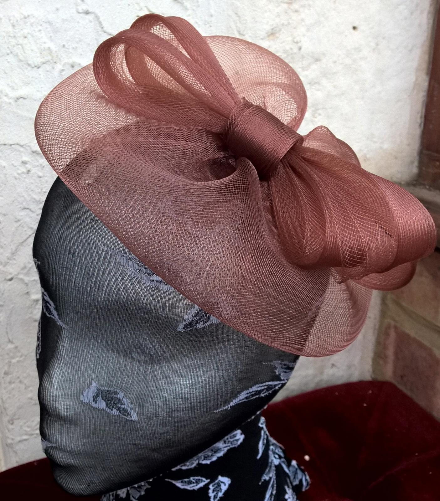 brown tan fascinator millinery burlesque wedding hat ascot race bridal party