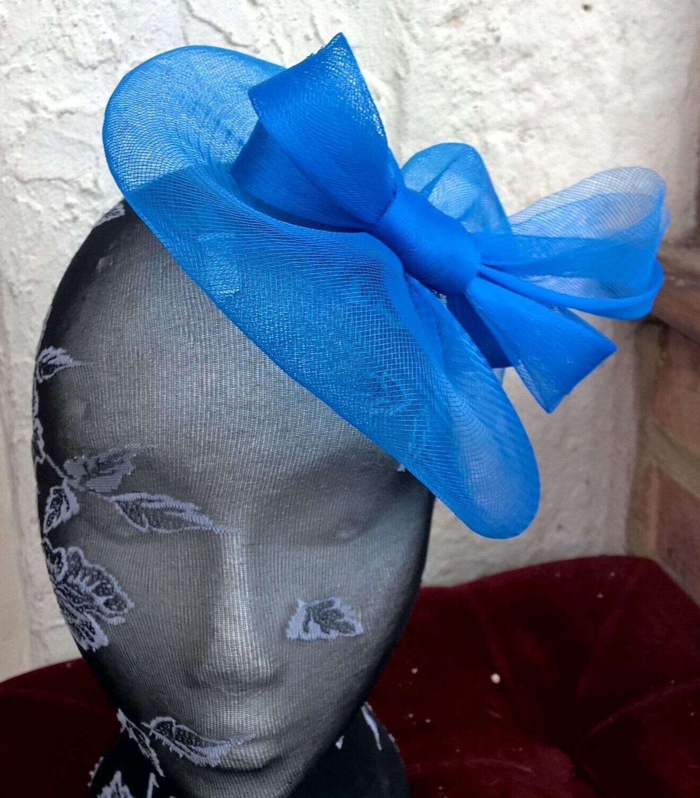 blue fascinator millinery burlesque wedding hat ascot race bridal British